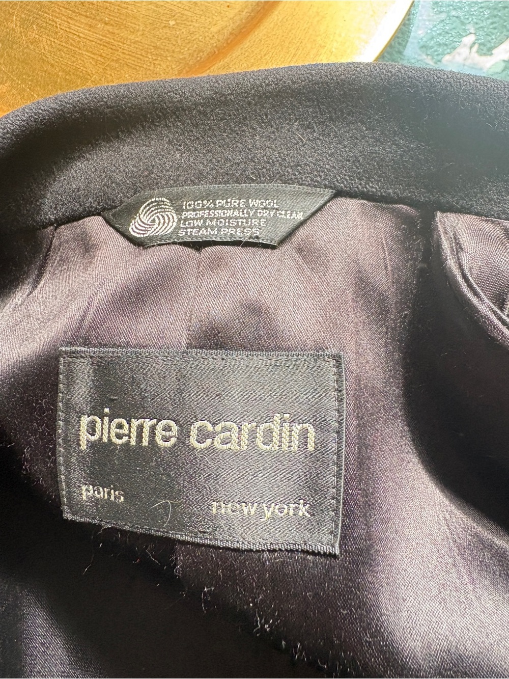 Pierre Cardin Black Wool Pea Coat - Black - Picture 7 of 8